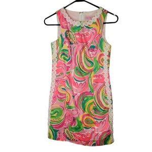 Lilly Pulitzer Mila Shift Dress in Multi All Nighter Flamingo Size 4